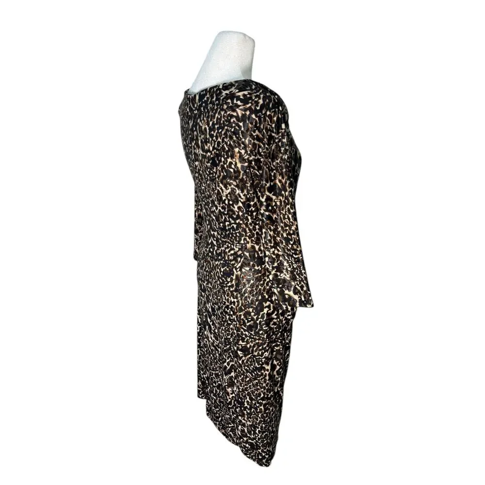 Joseph Ribkoff‎ Animal Print Dress Women Size 2 Ruched Bodycon Fran Fine Style